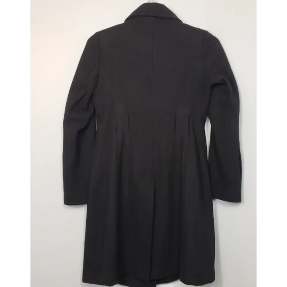GUESS wool blend military style midi black silver buttons long over coat
